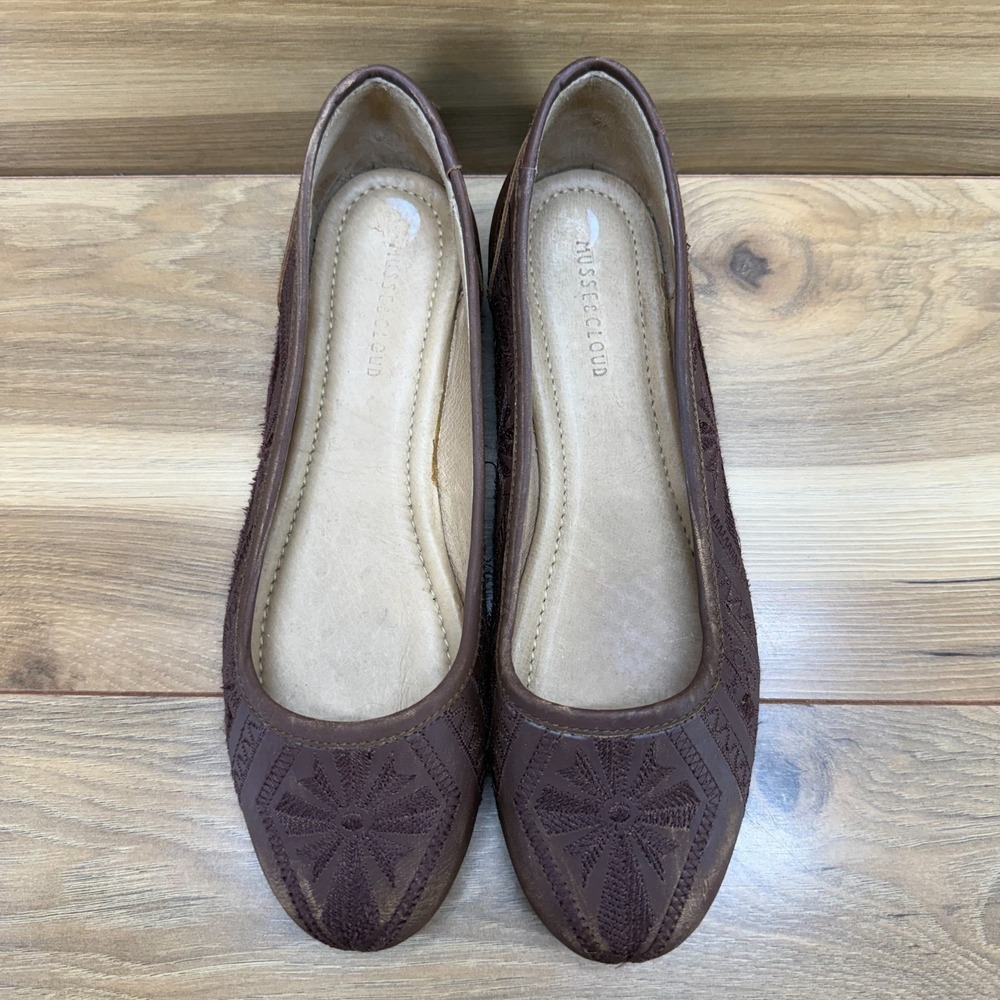 Musse & Cloud Embroidered Flats 10 EU 41 Brown Leather Boho Festival Everyday